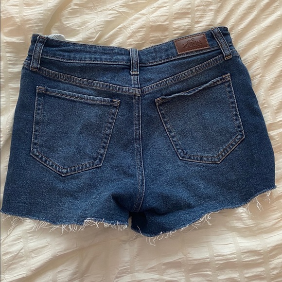 Hollister Women's Ripped Dark Blue Jean Shorts - Picture 3 of 4